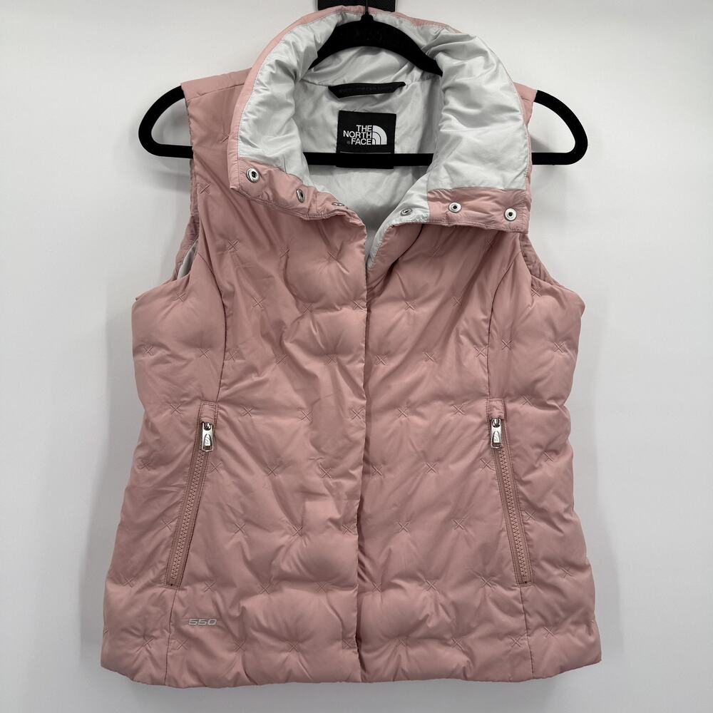 The North Face Vest Womens Small Pink 550 Down Quilted Puffer Full Zip NF0A3JRK